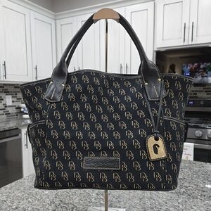 Dooney & Bourke Black with Gold Logo Large Tote